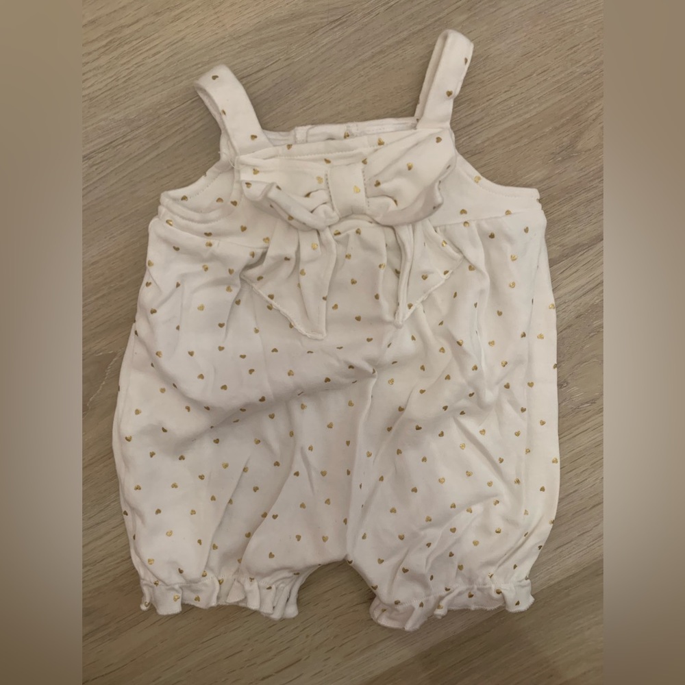 White and gold bubble romper